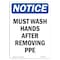 Signmission OSHA Sign, Must Wash Hands After Removing Ppe, 24in X 18in Rigid Plastic, 18" W, 24" L, Portrait OS-NS-P-1824-V-14287 - alternate 1